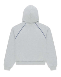Sp5der 55 University Hoodie heather grey, plain back view with contrast raglan piping