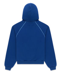 Sp5der 55 University Hoodie navy, plain back view with contrast raglan piping