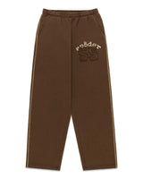Sp5der 55 University Wide Leg Sweatpants brown, wide-leg sweatpants with Sp5der 55 appliqué on the upper leg, front view
