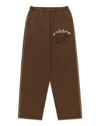 Sp5der 55 University Wide Leg Sweatpants brown, wide-leg sweatpants with Sp5der 55 appliqué on the upper leg, front view