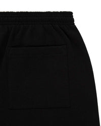 Sp5der Angel Number Beluga Sweatpants black and pink, close-up of the back patch pocket and elastic waistband