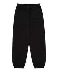 Sp5der Angel Number Beluga Sweatpants black and pink, plain black back with a single patch pocket, back view