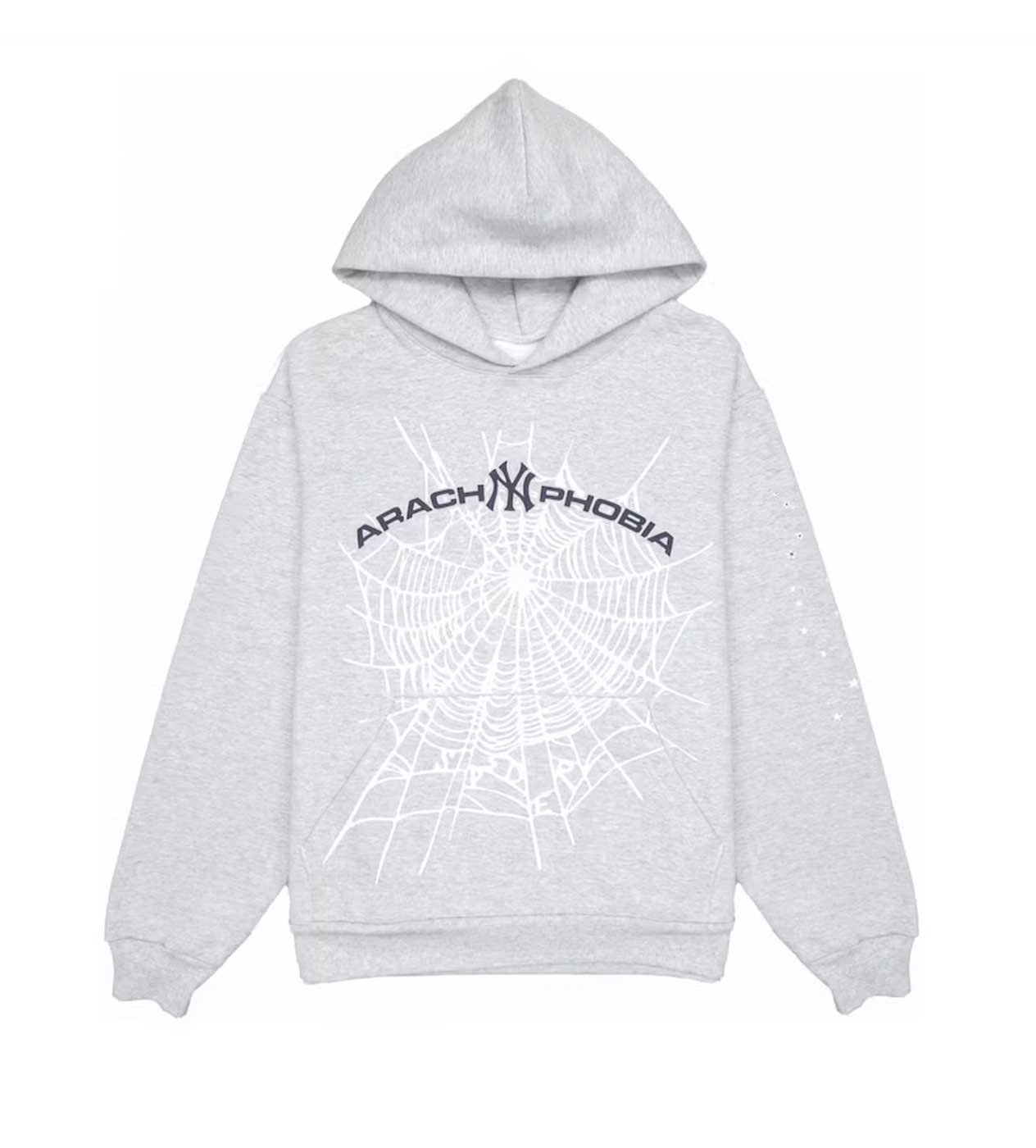 Sp5der Arach NY Phobia Hoodie Ash Grey Front