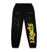 Sp5der Black Jeffery Sweatpants front view