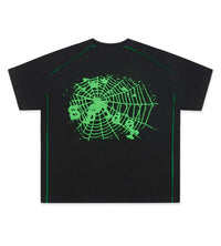 Sp5der Contrast Stitch Slub Tee Black/Green