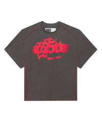Sp5der Contrast Stitch Slub Tee Slate Grey