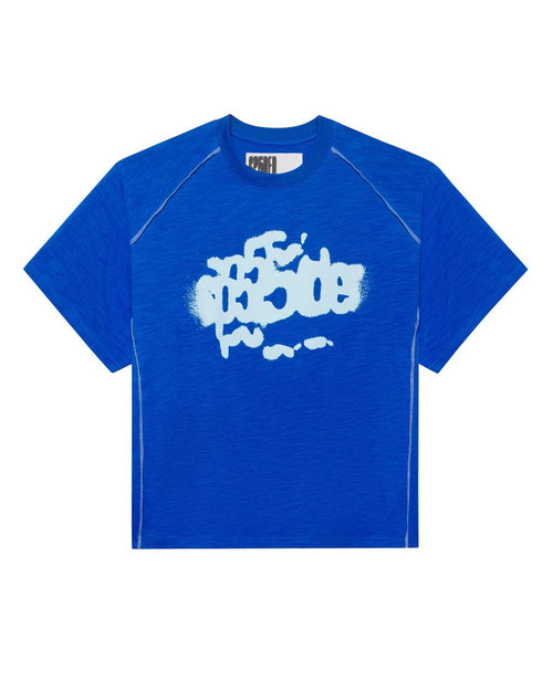 Sp5der Contrast Stitch Slub Tee Tory Blue