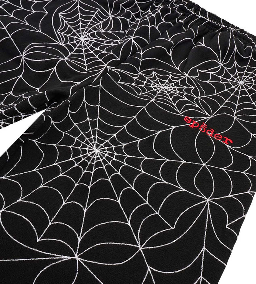 Sp5der Embroidered AOP Sweatpants Black