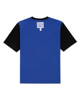 Sp5der Engineer Tee blue, plain back view with black sleeves and a white woven care label