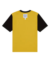 Sp5der Engineer Tee yellow, plain back view with black sleeves and a white woven care label