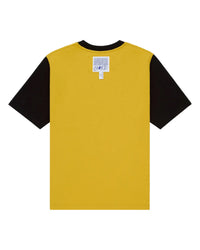 Sp5der Engineer Tee yellow, plain back view with black sleeves and a white woven care label