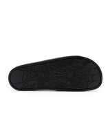Sp5der Enzo Slide black, outsole view showing the spiderweb tread