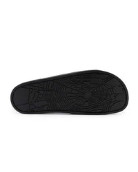 Sp5der Enzo Slide black, outsole view showing the spiderweb tread
