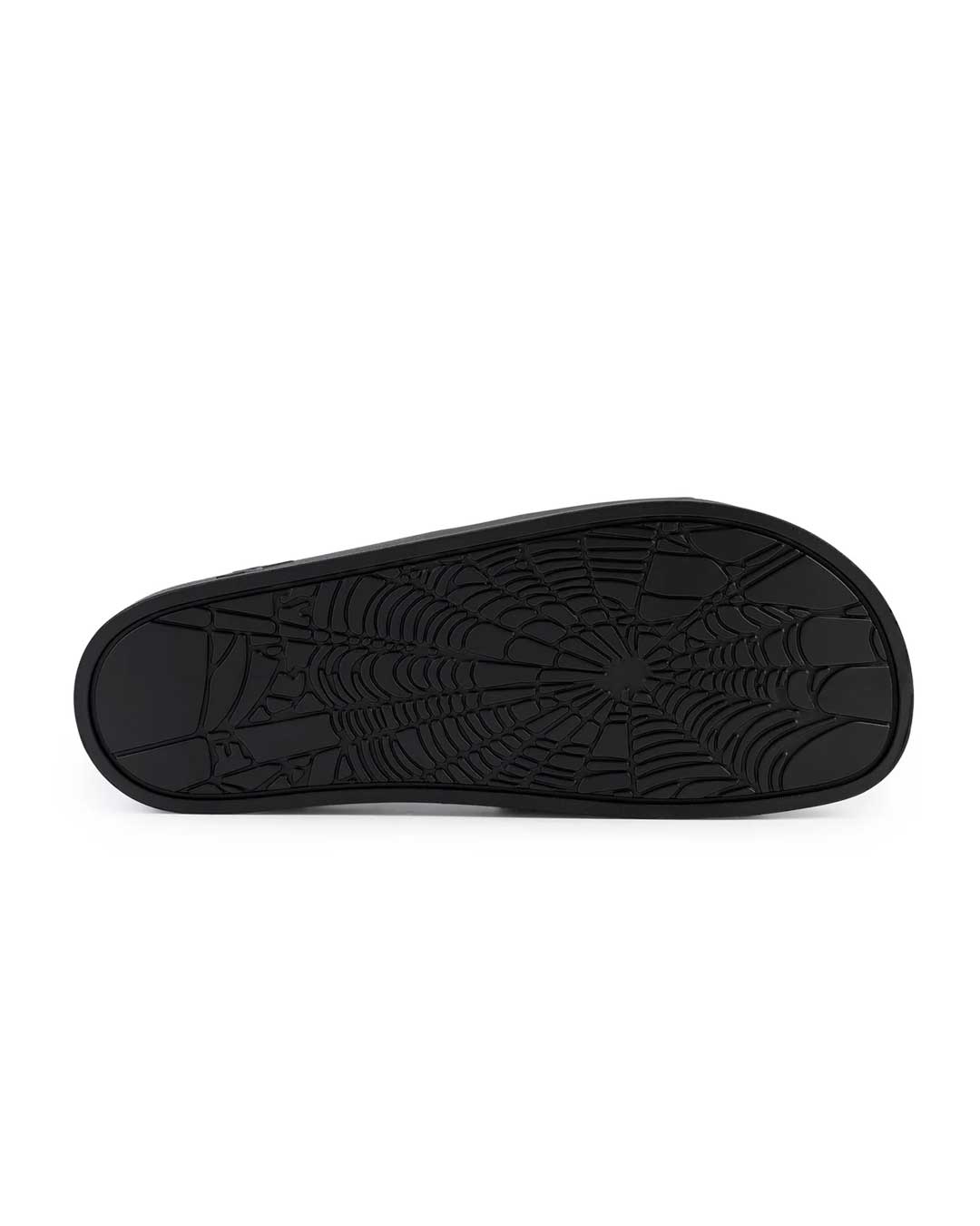 Sp5der Enzo Slide black, outsole view showing the spiderweb tread