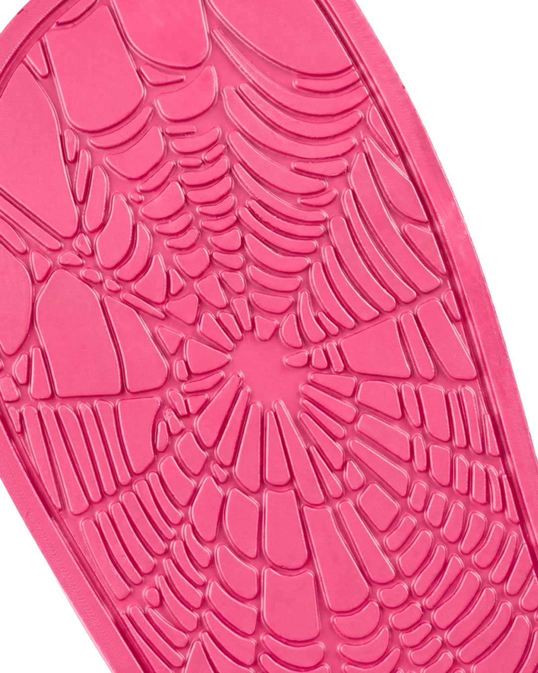 Sp5der Enzo Slide pink, close-up of the spiderweb tread on the outsole