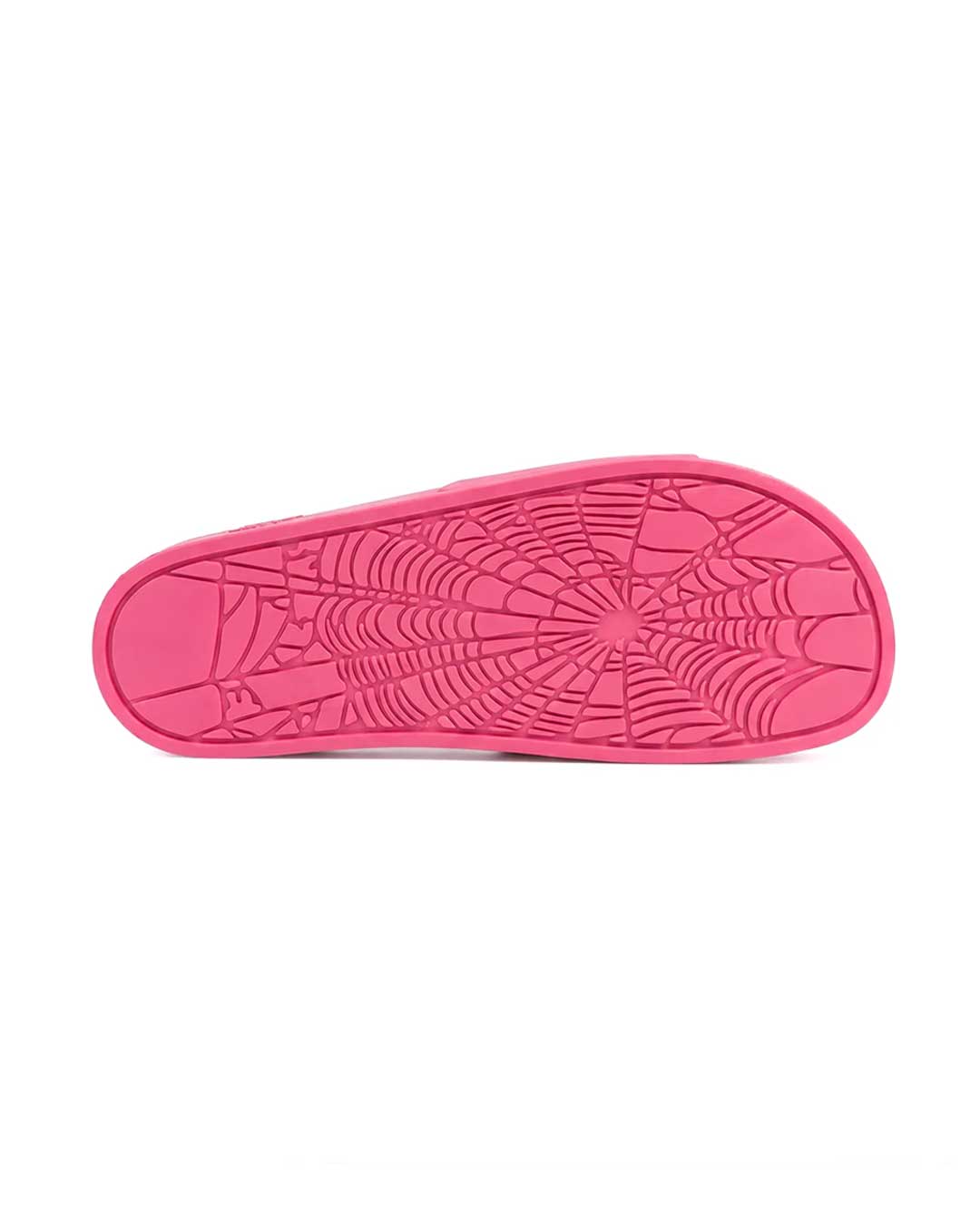 Sp5der Enzo Slide pink, outsole view showing the full spiderweb tread pattern