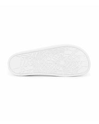 Sp5der Enzo Slide white, outsole view showing the spiderweb tread