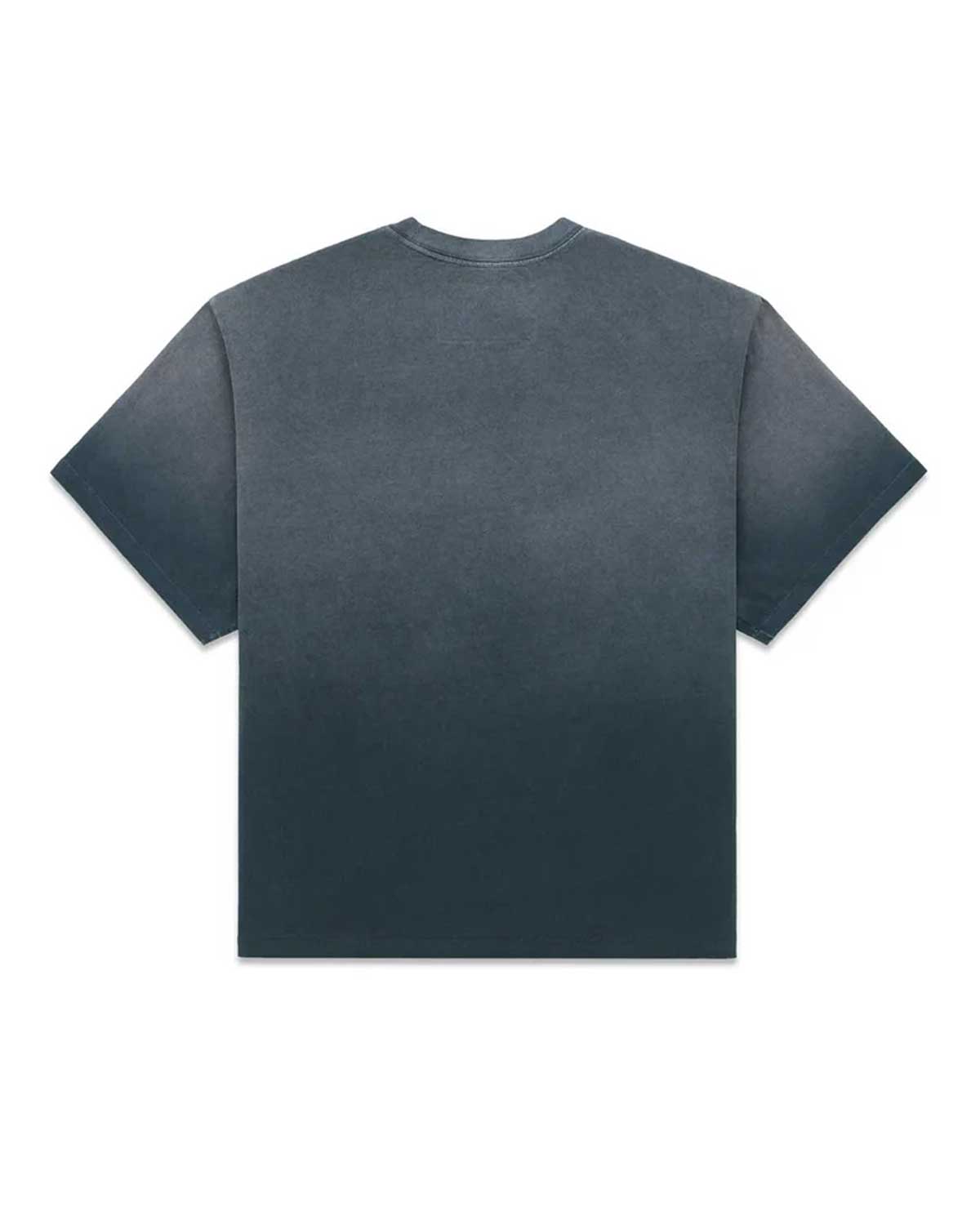 Sp5der Five Point Tee vintage black, plain sun-faded washed black back, back view