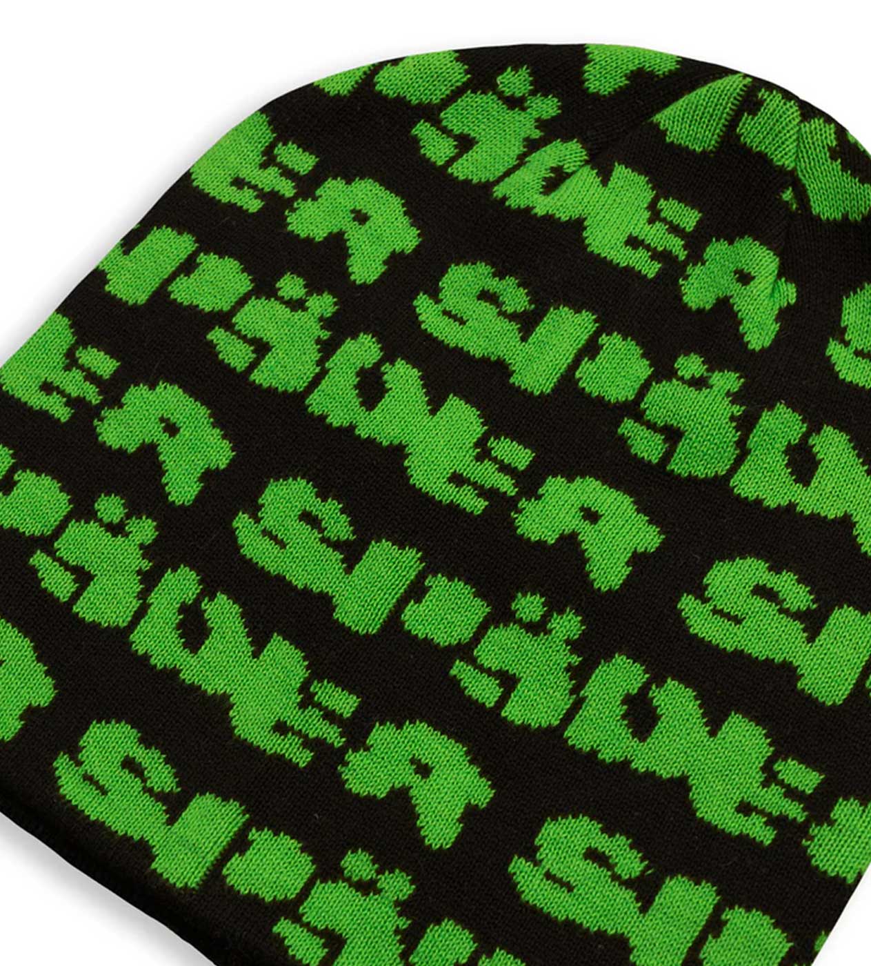 Sp5der Fuzzy Logo Skully Beanie Black/Green