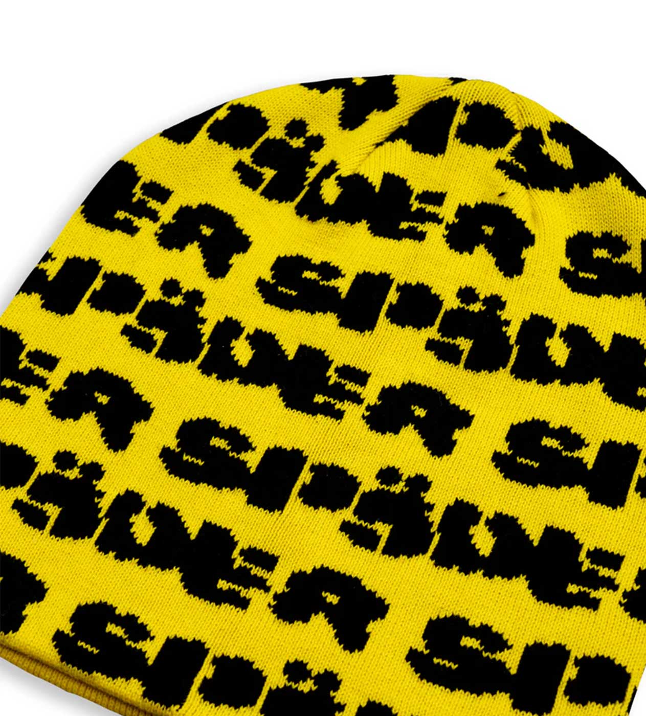 Sp5der Fuzzy Logo Skully Beanie Yellow/Black