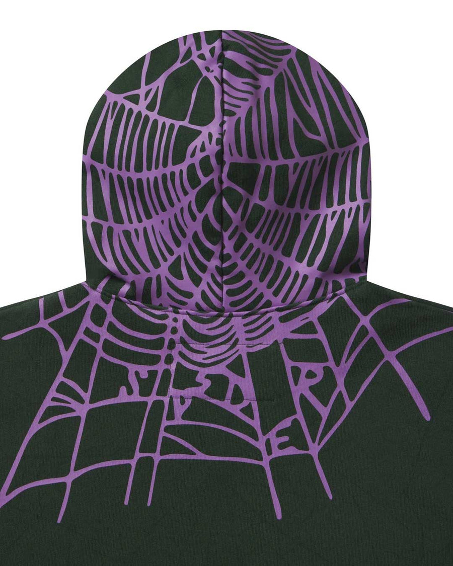 Sp5der Heavy Web Hoodie Dark Green