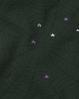Sp5der Heavy Web Hoodie dark green, close-up of the small star accents on the body