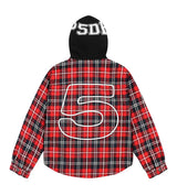 Sp5der Hooded Flannel Zip Up Black/Red