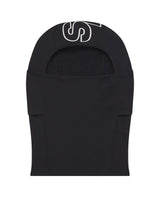 Sp5der Jumbo Logo Face Mask black, black stretch balaclava with an oversized white outlined sp5der wordmark across the crown, front view