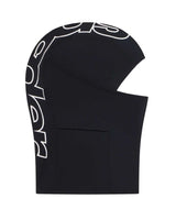 Sp5der Jumbo Logo Face Mask black, opposite side view showing the open-face cut and wrapping logo