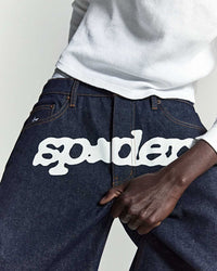 Sp5der Logo Denim Short V3 Indigo
