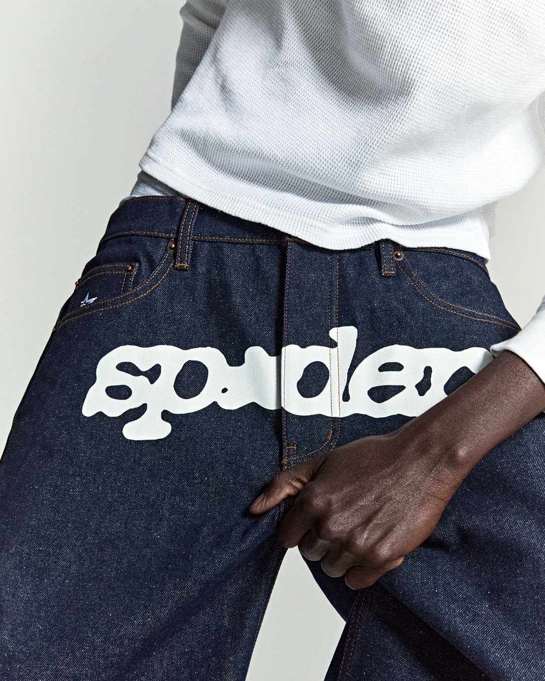 Sp5der Logo Denim Short V3 Indigo