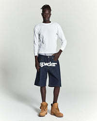 Sp5der Logo Denim Short V3 Indigo