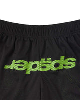 Sp5der Mesh Double Layer Shorts onyx, detail view of the perforated black mesh and double-layer construction