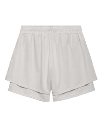 Sp5der Mesh Double Layer Shorts plastic, plain bone grey mesh back with elastic waistband, back view