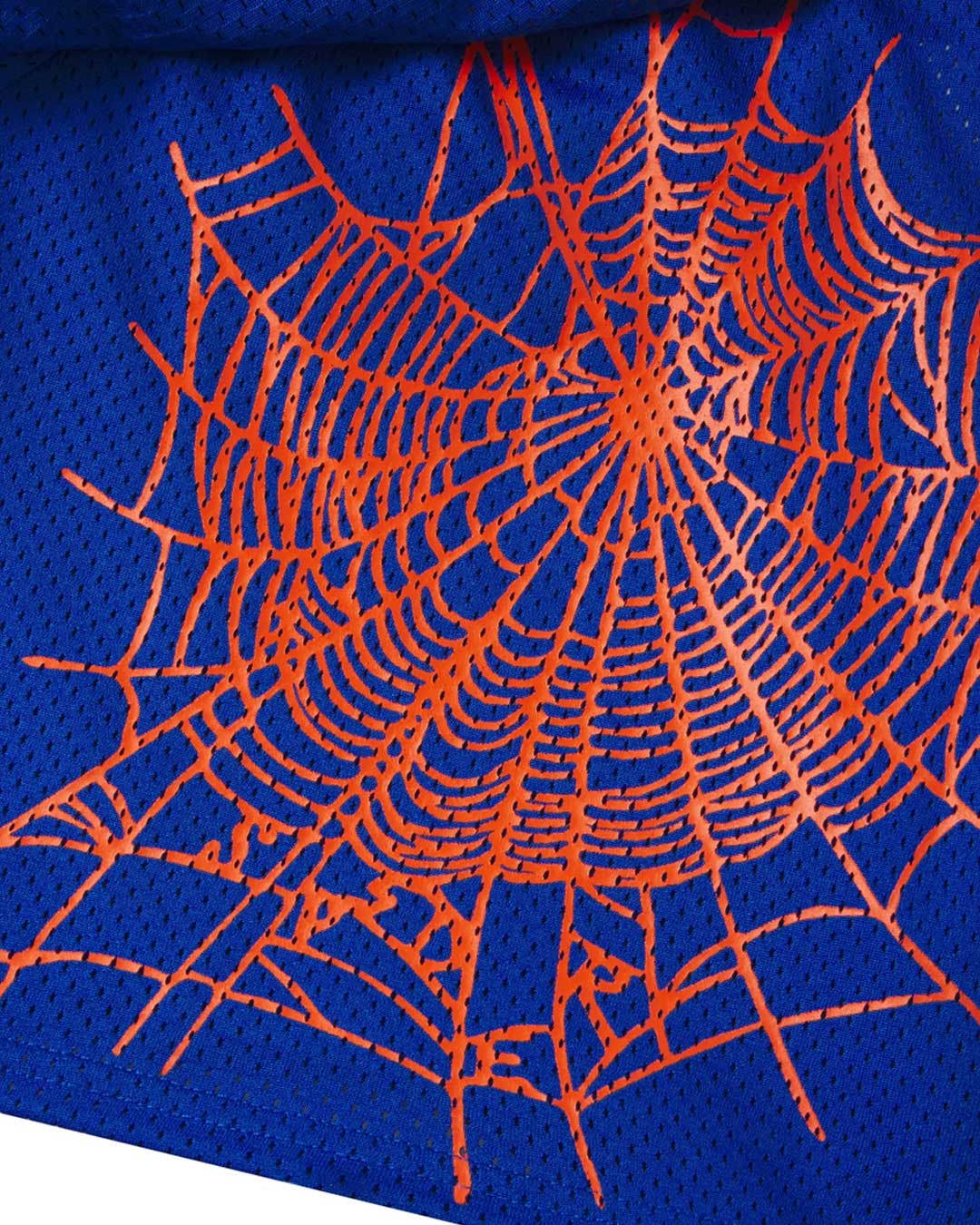 Sp5der Mesh Double Layer Shorts blue, detail view of the inner liner layer at the hem