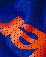 Sp5der Mesh Double Layer Shorts blue, detail view of the perforated blue mesh and double-layer construction