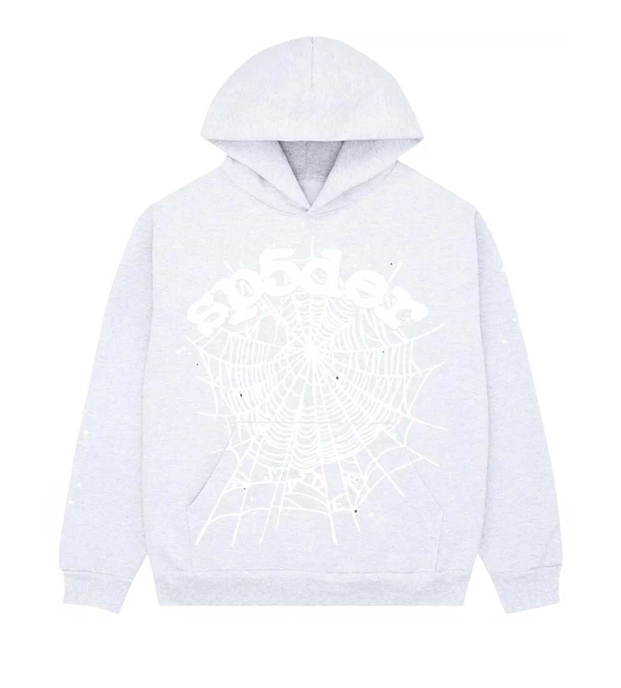 Sp5der OG Web Hoodie Heather Grey front view