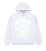 Sp5der OG Web Hoodie Heather Grey front view