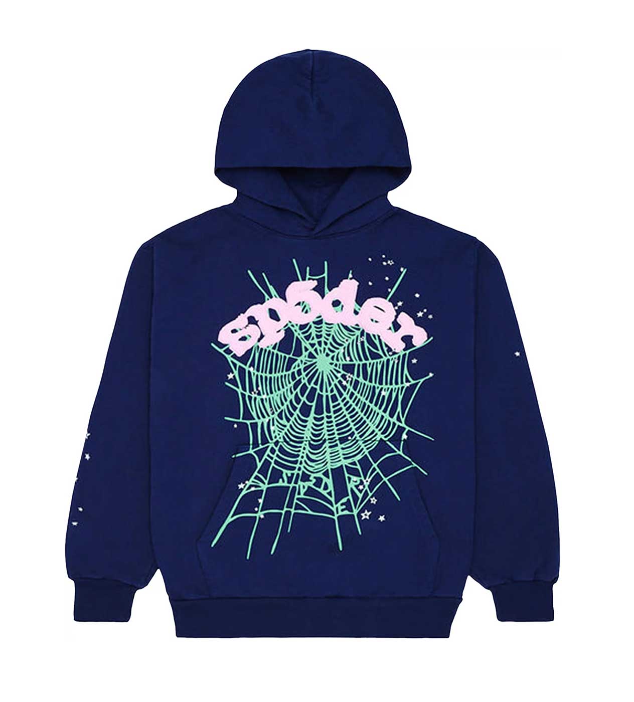 Sp5der OG Web Hoodie Navy Front View