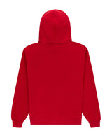 Sp5der OG Web V2 Hoodie red, plain back view with hood and ribbed hem