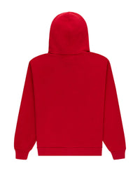 Sp5der OG Web V2 Hoodie red, plain back view with hood and ribbed hem