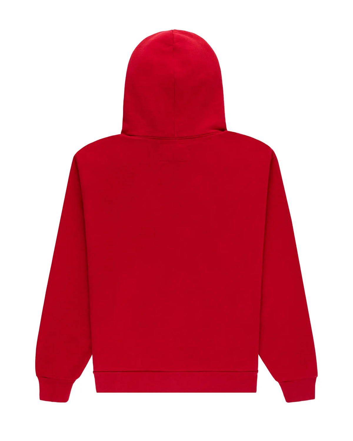 Sp5der OG Web V2 Hoodie red, plain back view with hood and ribbed hem