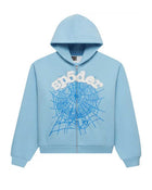 Sp5der OG Web Zip Up Hoodie Sky Blue