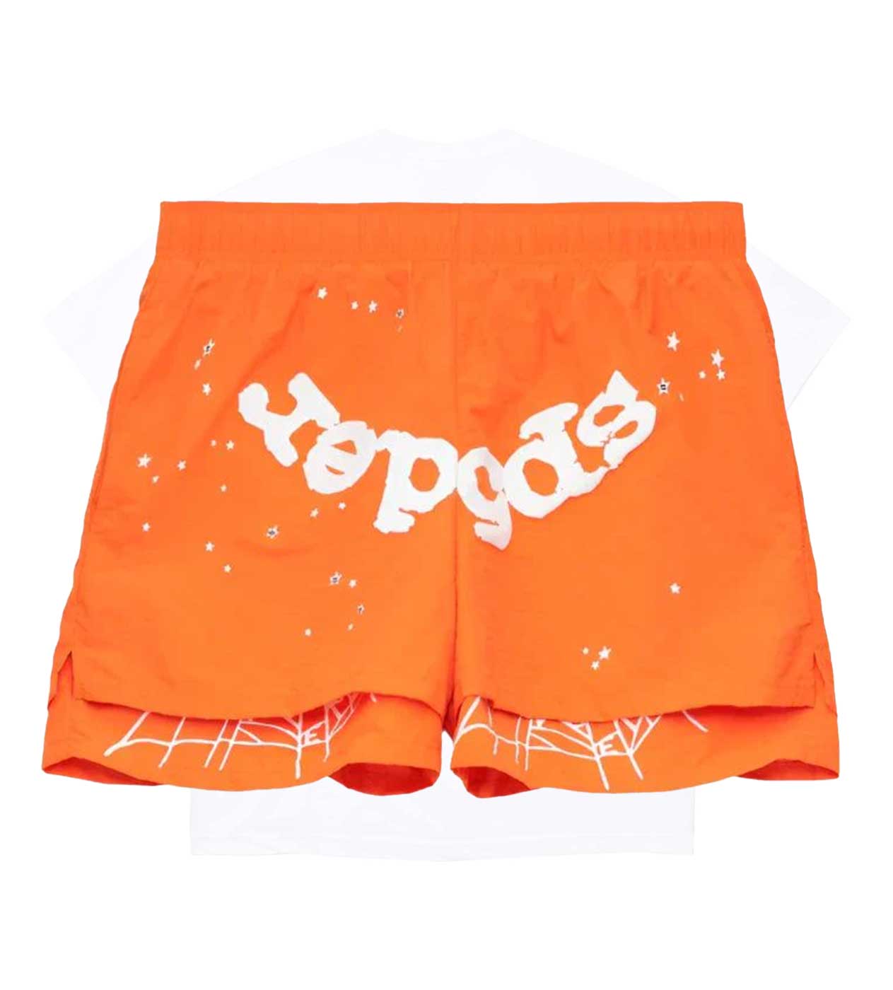 Sp5der Orange OG Web Double Layer Short front view