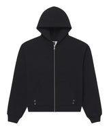 Sp5der Overprint Zip Up Hoodie onyx, plain black zip-up, front view