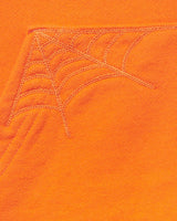 Sp5der Overprint Zip Up Hoodie tangerine orange, close-up of the tonal web stitching on the front