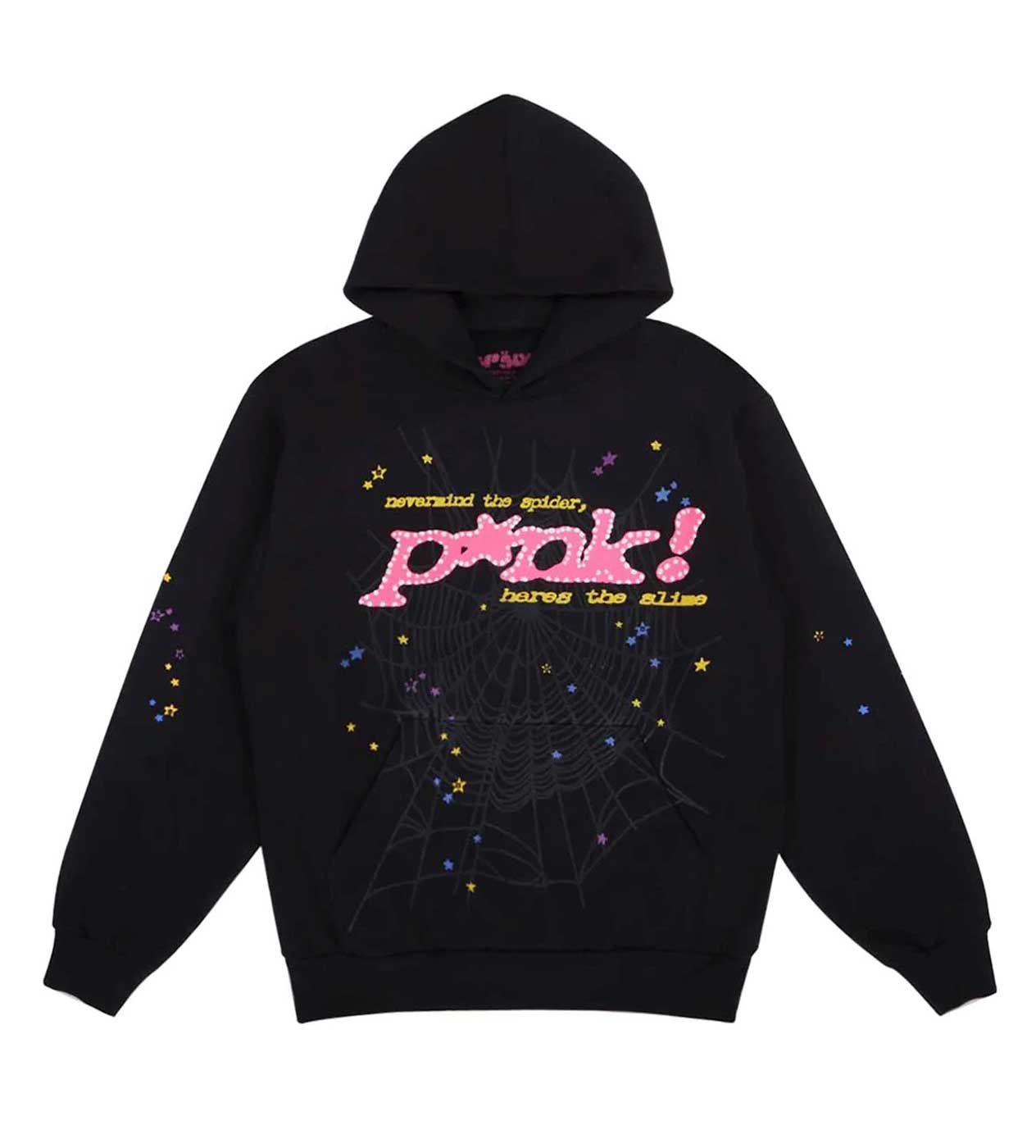 Product Image Of Sp5der P*nk Hoodie Black Front View