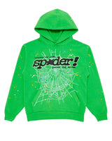 Sp5der P*nk Hoodie V2 Rhinestone Slime Green