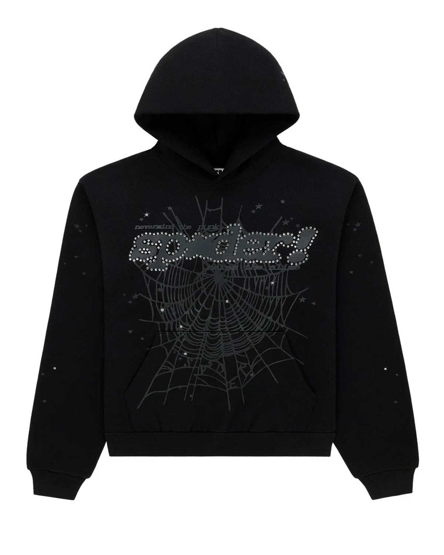 Sp5der P*nk V2 Rhinestone Hoodie Black