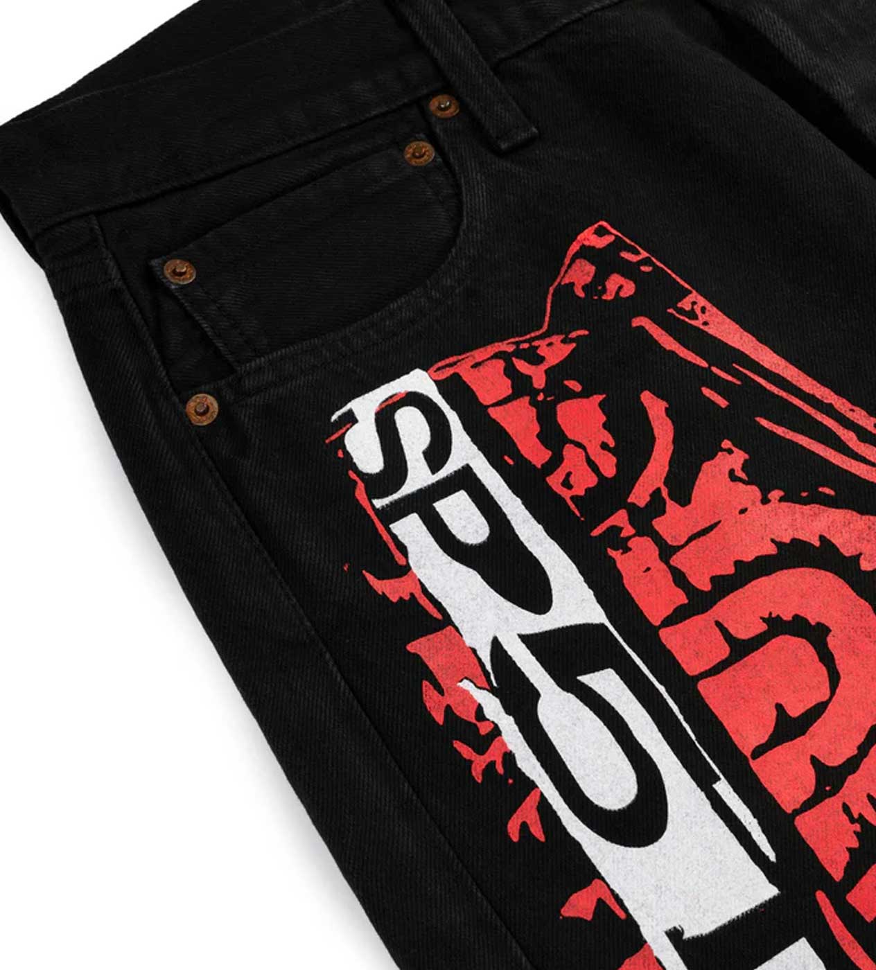 Sp5der Painted Moto Denim Pant Black/Red – Restock AR